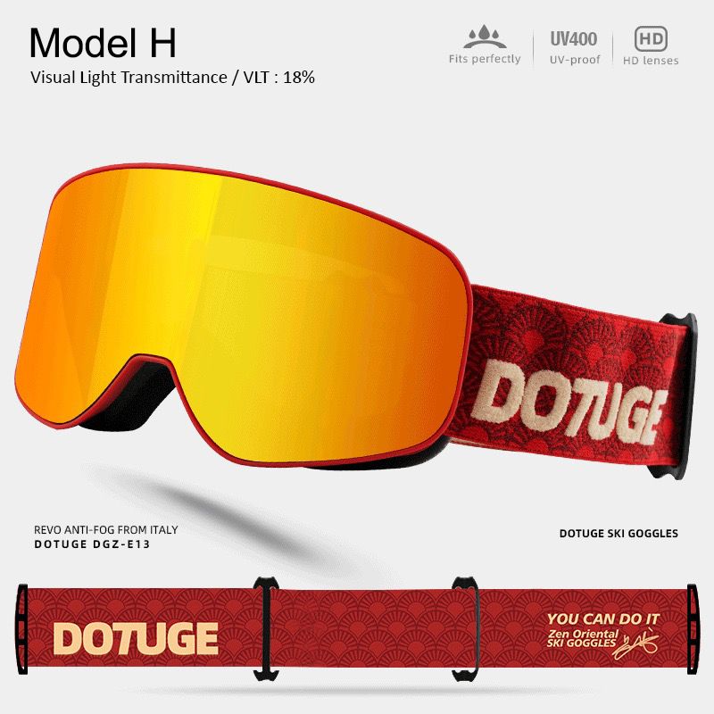 DOTUGE Kids Snow Goggles with Magnetic Flip Design, Anti-Fog HD Lens & UV400 Protection, Compatible with Prescription Glasses, Ideal for Skiing, Snowboarding, and Winter Outdoor Adventures (E)