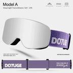 DOTUGE Kids Snow Goggles with Magnetic Flip Design, Anti-Fog HD Lens & UV400 Protection, Compatible with Prescription Glasses, Ideal for Skiing, Snowboarding, and Winter Outdoor Adventures (E)