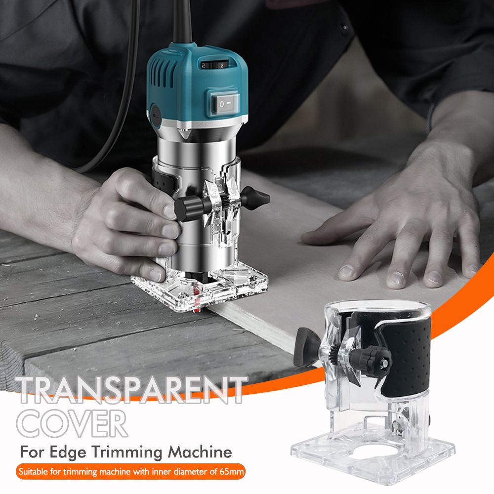 Transparent Router Base Protective Cover with Adjustable Knobs and Dust Port for Woodworking Trimming and Slotting, Compatible with Multiple Router Models, Clear PP Tool Accessory (Rubber-Coated, M5)