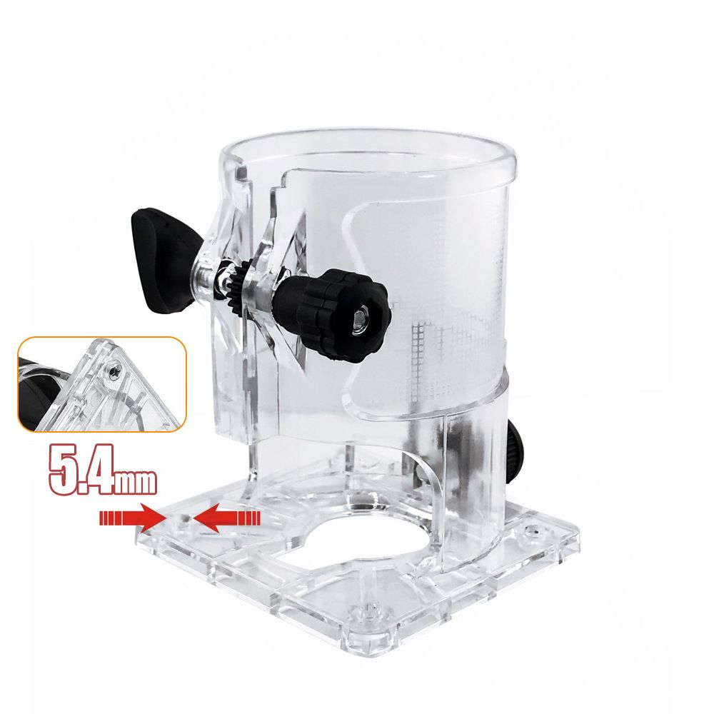 Transparent Router Base Protective Cover with Adjustable Knobs and Dust Port for Woodworking Trimming and Slotting, Compatible with Multiple Router Models, Clear PP Tool Accessory (Rubber-Coated, M5)
