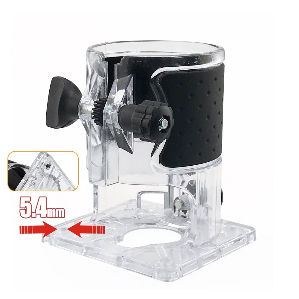 Transparent Router Base Protective Cover with Adjustable Knobs and Dust Port for Woodworking Trimming and Slotting, Compatible with Multiple Router Models, Clear PP Tool Accessory (Rubber-Coated, M5)