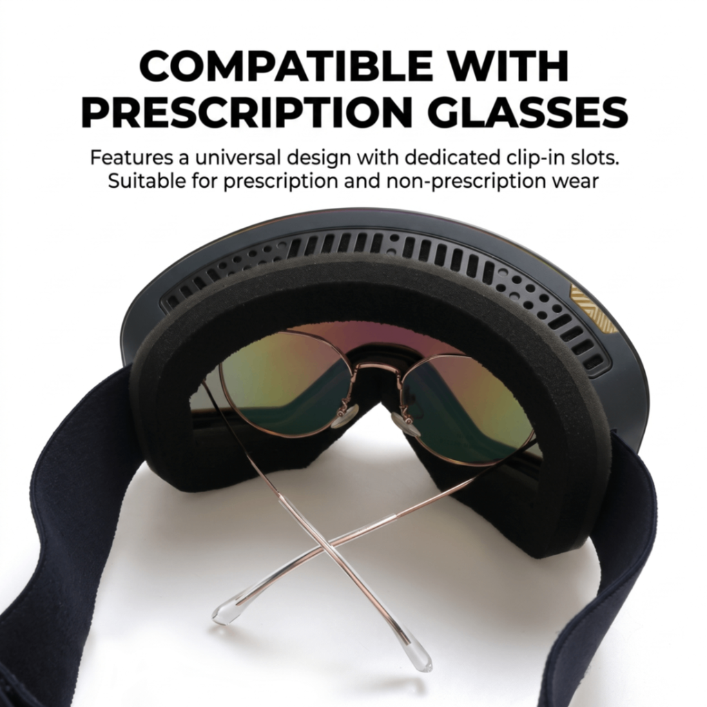 New Magnetic Ski Goggles with Cylindrical Lens, Anti-Fog Snow Glasses for Outdoor Skiing, Snowboarding, and Mountaineering – Universal Fit for Men, Women, and Youth (Blush)