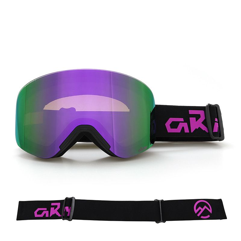 New Magnetic Ski Goggles with Cylindrical Lens, Anti-Fog Snow Glasses for Outdoor Skiing, Snowboarding, and Mountaineering – Universal Fit for Men, Women, and Youth (Blush)