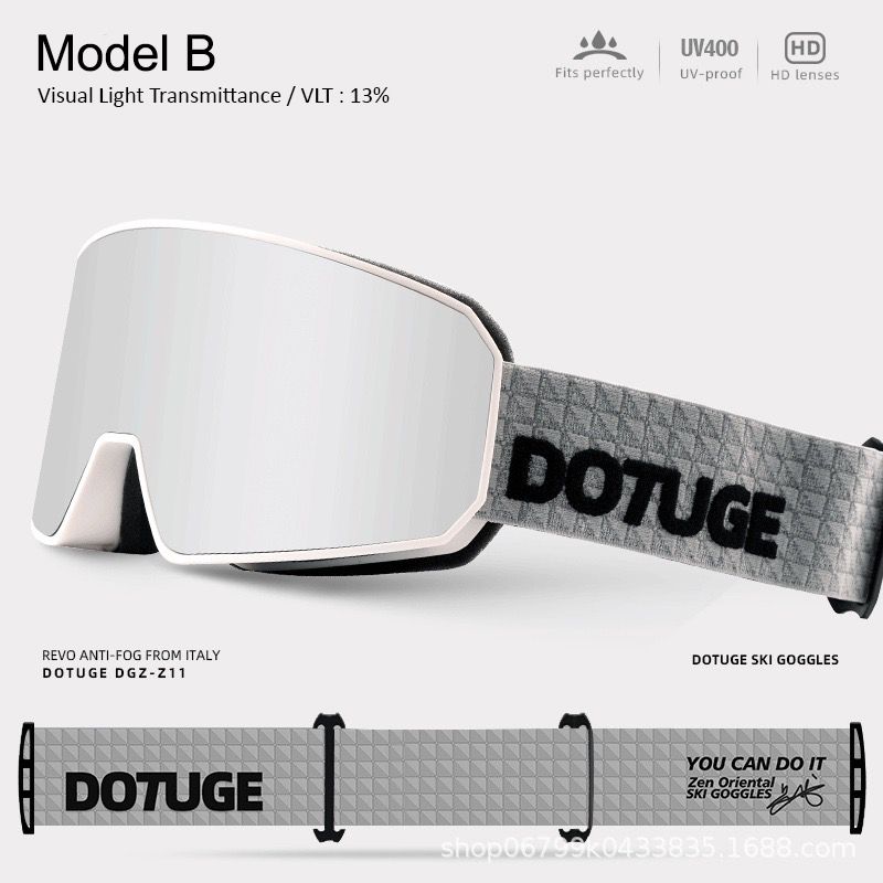 DOTUGE DGZ-Z11 Ski Goggles with Italian REVO Coating, Anti-Fog Dual-Layer HD Lens, UV400 Protection, Cylindrical Design for Skiing, Snowboarding, and Winter Outdoor Sports (A)