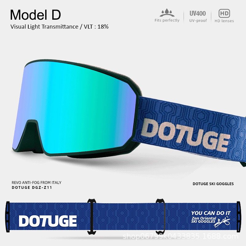 DOTUGE DGZ-Z11 Ski Goggles with Italian REVO Coating, Anti-Fog Dual-Layer HD Lens, UV400 Protection, Cylindrical Design for Skiing, Snowboarding, and Winter Outdoor Sports (A)