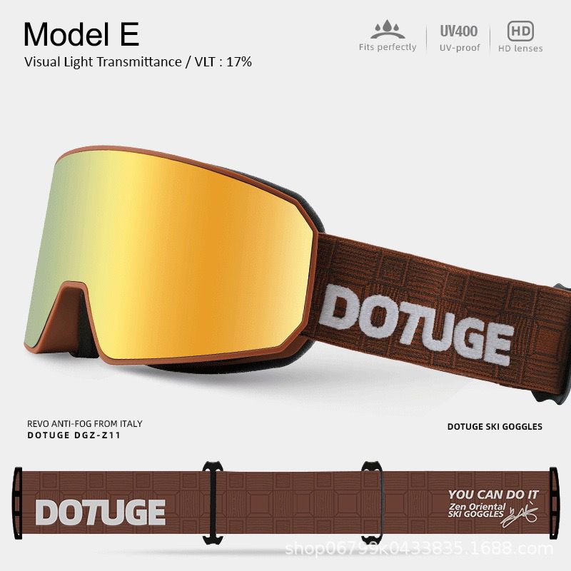 DOTUGE DGZ-Z11 Ski Goggles with Italian REVO Coating, Anti-Fog Dual-Layer HD Lens, UV400 Protection, Cylindrical Design for Skiing, Snowboarding, and Winter Outdoor Sports (B)