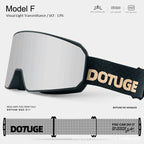DOTUGE DGZ-Z11 Ski Goggles with Italian REVO Coating, Anti-Fog Dual-Layer HD Lens, UV400 Protection, Cylindrical Design for Skiing, Snowboarding, and Winter Outdoor Sports (B)