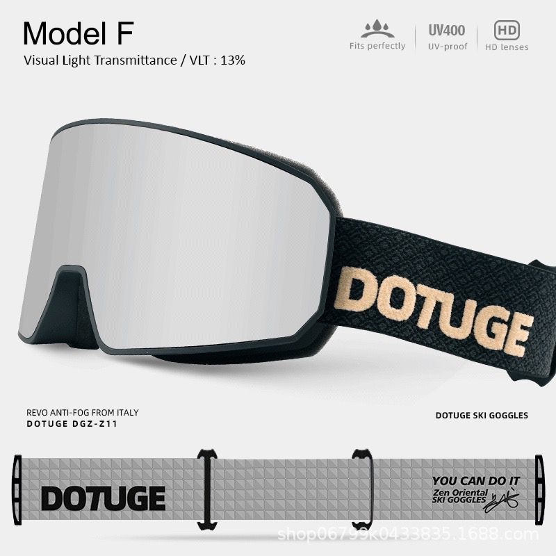 DOTUGE DGZ-Z11 Ski Goggles with Italian REVO Coating, Anti-Fog Dual-Layer HD Lens, UV400 Protection, Cylindrical Design for Skiing, Snowboarding, and Winter Outdoor Sports (C)
