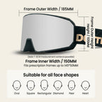 DOTUGE DGZ-Z11 Ski Goggles with Italian REVO Coating, Anti-Fog Dual-Layer HD Lens, UV400 Protection, Cylindrical Design for Skiing, Snowboarding, and Winter Outdoor Sports (E)