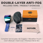 DOTUGE DGZ-Z11 Ski Goggles with Italian REVO Coating, Anti-Fog Dual-Layer HD Lens, UV400 Protection, Cylindrical Design for Skiing, Snowboarding, and Winter Outdoor Sports (E)