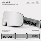 DOTUGE DGZ-Z11 Ski Goggles with Italian REVO Coating, Anti-Fog Dual-Layer HD Lens, UV400 Protection, Cylindrical Design for Skiing, Snowboarding, and Winter Outdoor Sports (E)
