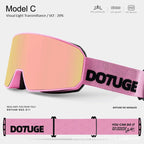 DOTUGE DGZ-Z11 Ski Goggles with Italian REVO Coating, Anti-Fog Dual-Layer HD Lens, UV400 Protection, Cylindrical Design for Skiing, Snowboarding, and Winter Outdoor Sports (E)