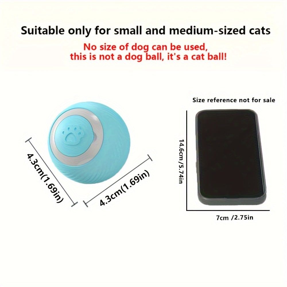 Interactive Rolling Cat Toy Ball with Automatic Movement, Bounce & Spin, USB Rechargeable for Indoor Play, Stimulates Hunting Instincts (Blue)