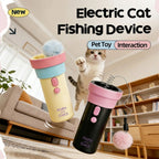 Interactive Electric Cat Fishing Toy with Retractable Feather Wand, Auto-Play Mode for Indoor Exercise, Handheld or Hands-Free Fun to Spark Your Cat’s Hunting Instinct, Lightweight and Durable, 3 Vibrant Color Options (Sky Blue)