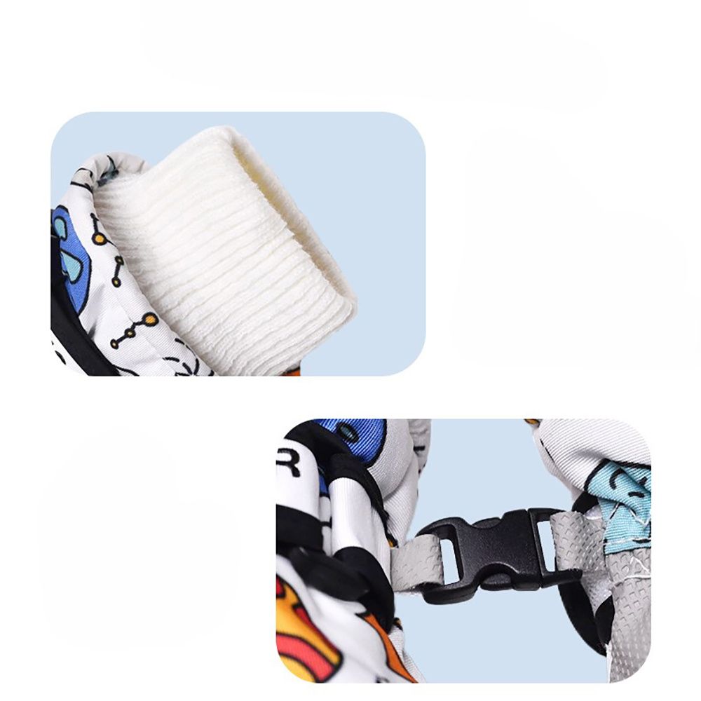 Waterproof Winter Snow Gloves for Kids with Touchscreen, Cartoon Print Design, Warm Fleece Lining, Adjustable Wrist Strap, Ideal for Skiing, Snowman Building, and Outdoor Play (S, Navy)