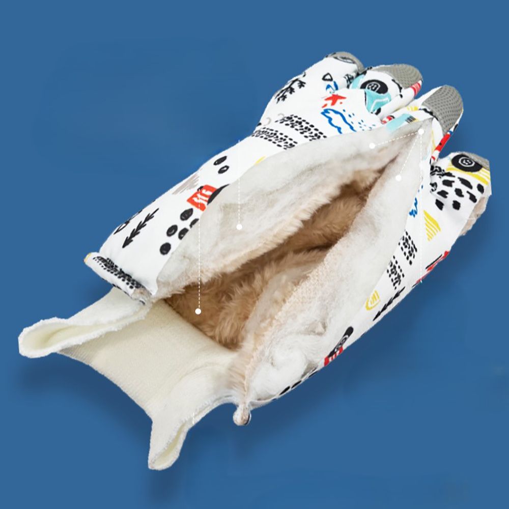 Waterproof Winter Snow Gloves for Kids with Touchscreen, Cartoon Print Design, Warm Fleece Lining, Adjustable Wrist Strap, Ideal for Skiing, Snowman Building, and Outdoor Play (S, Navy)