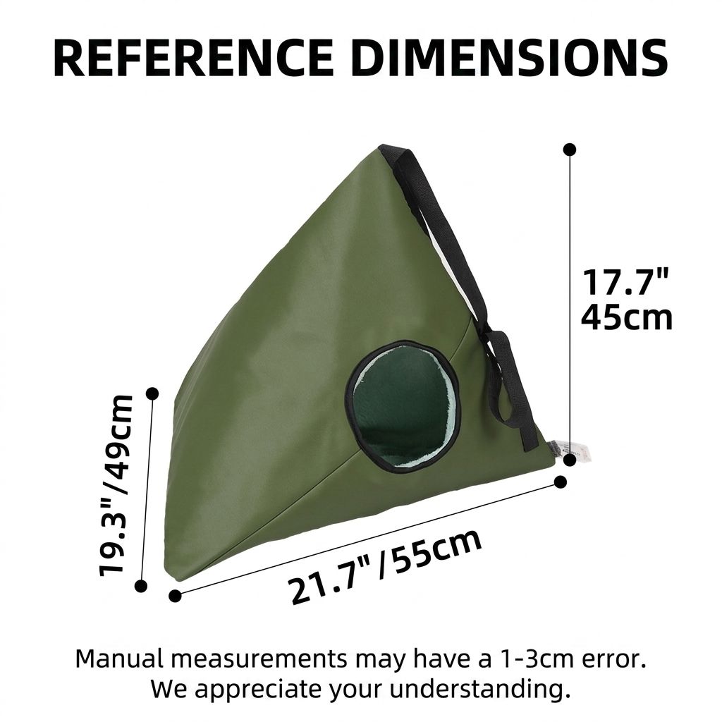 Portable Triangle Cat Cave Tent for Outdoor & Indoor Use – Waterproof, Windproof, Warm Foldable Cat House with Hanging Straps and Ground Stakes, Ideal for Stray Cats Seeking Cozy Shelter (DarkGreen)