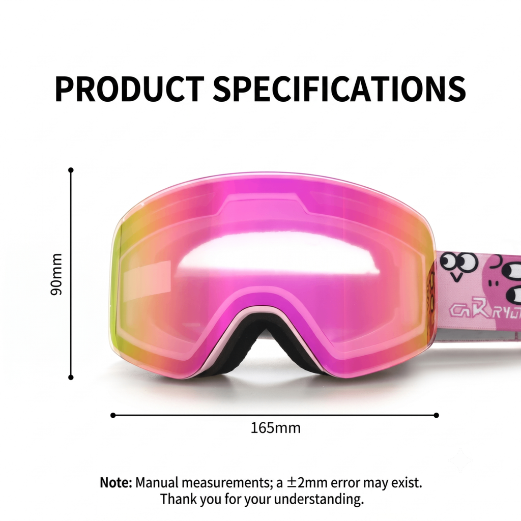 Kids Snow Goggles with Large Cylindrical Lens, Anti-Fog & UV Protection, Compatible with Prescription Glasses, for Outdoor Skiing and Mountaineering Adventures (Blue)