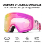 Kids Snow Goggles with Large Cylindrical Lens, Anti-Fog & UV Protection, Compatible with Prescription Glasses, for Outdoor Skiing and Mountaineering Adventures (Orange)