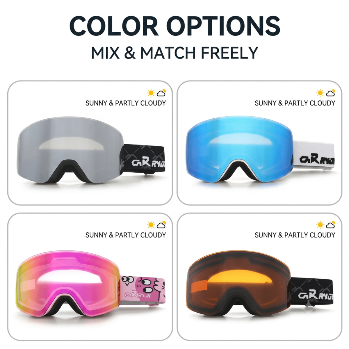 Kids Snow Goggles with Large Cylindrical Lens, Anti-Fog & UV Protection, Compatible with Prescription Glasses, for Outdoor Skiing and Mountaineering Adventures (Orange)