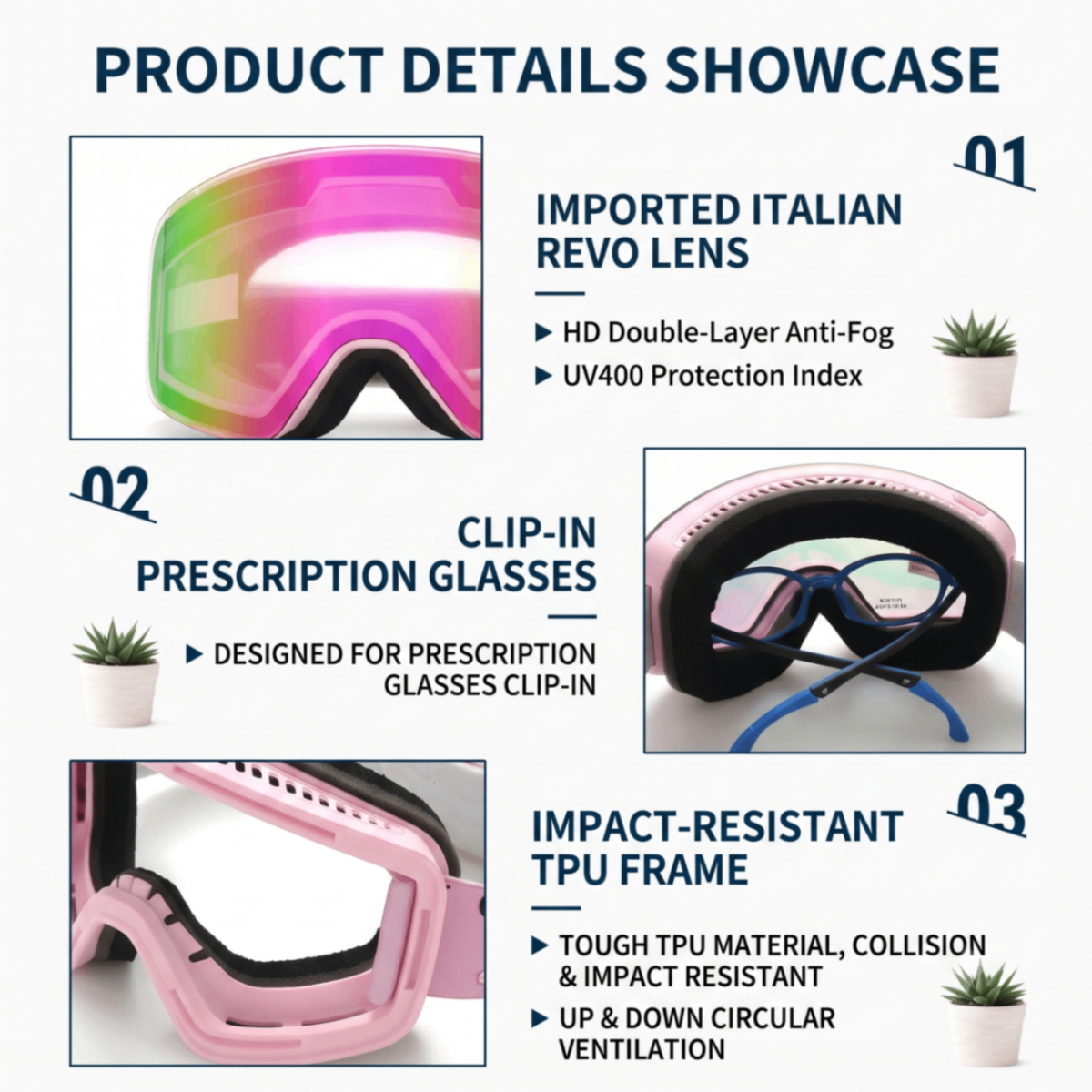 Kids Snow Goggles with Large Cylindrical Lens, Anti-Fog & UV Protection, Compatible with Prescription Glasses, for Outdoor Skiing and Mountaineering Adventures (Orange)