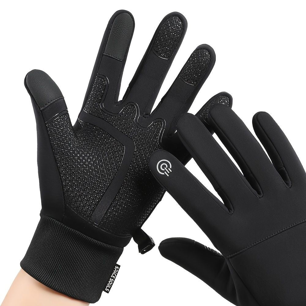 Winter Thermal Touchscreen Gloves for Outdoor Sports – Windproof, Fleece-Lined, Anti-Slip, Compatible with Running, Cycling, Fishing, Skiing, and Daily Cold-Weather Activities (L)