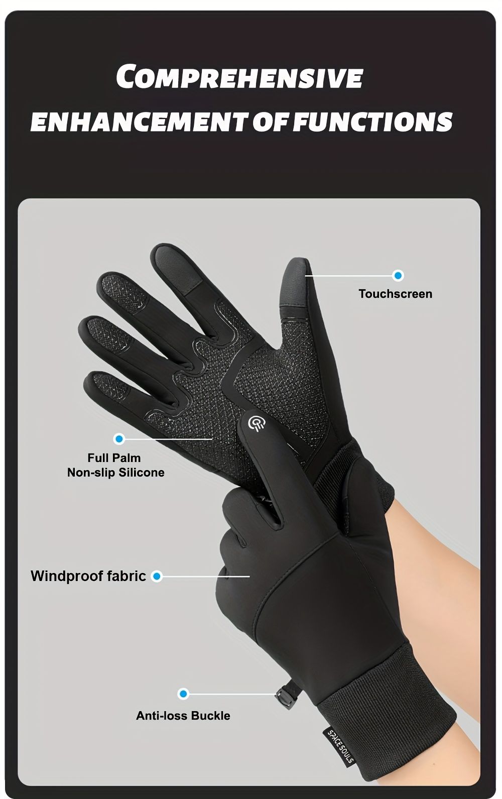 Winter Thermal Touchscreen Gloves for Outdoor Sports – Windproof, Fleece-Lined, Anti-Slip, Compatible with Running, Cycling, Fishing, Skiing, and Daily Cold-Weather Activities (XL)