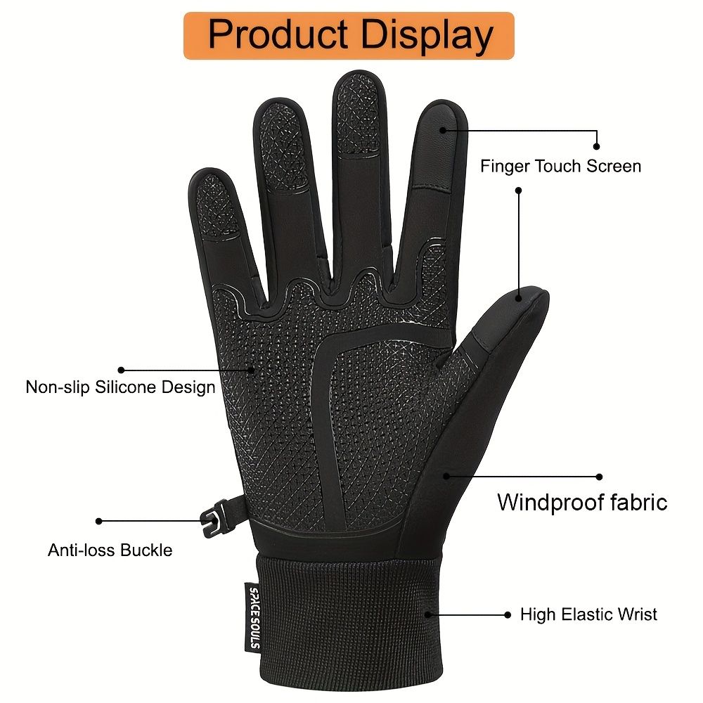 Winter Thermal Touchscreen Gloves for Outdoor Sports – Windproof, Fleece-Lined, Anti-Slip, Compatible with Running, Cycling, Fishing, Skiing, and Daily Cold-Weather Activities (XL)