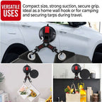 Heavy-Duty Suction Cup Anchor with Dual Hooks for Car, Camping, and Home Use – Secure Tent, Tarp, and Gear on Smooth Surfaces with Reusable Vacuum Mount, 2-Pack (2PCS)