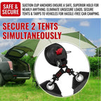 Heavy-Duty Suction Cup Anchor with Dual Hooks for Car, Camping, and Home Use – Secure Tent, Tarp, and Gear on Smooth Surfaces with Reusable Vacuum Mount, 2-Pack (2PCS)