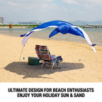 Whale-Shaped Beach Wind Shelter – Ultra-Light 1 kg Portable Sun Shade Tent, Spacious for 2-3 People, Quick Setup Open Design for Seaside Relaxation and Family Outings (Pink)
