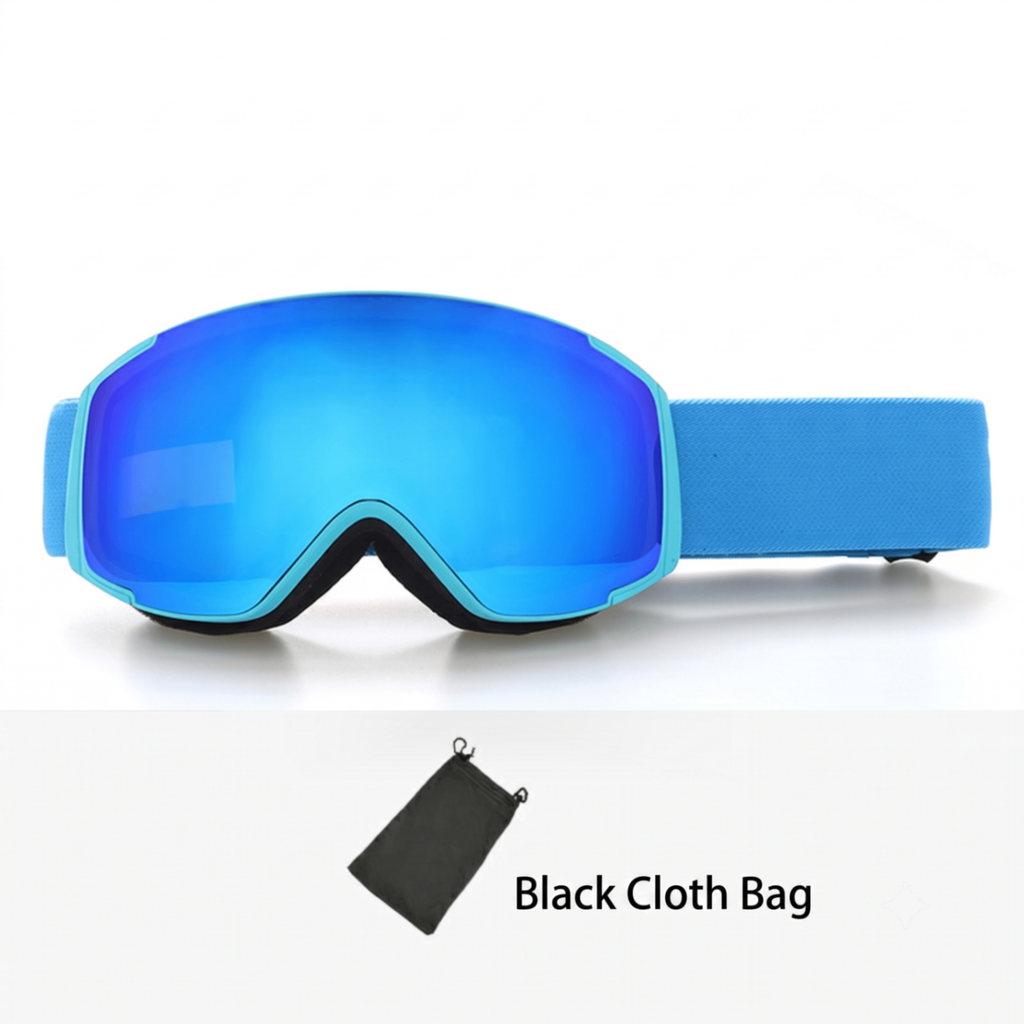 Kids Snow Goggles with Dual Layer Anti-Fog Cylindrical Lenses, TPU Frame and Adjustable Strap for Skiing, Snowboarding, Cycling and Outdoor Mountaineering (Red)