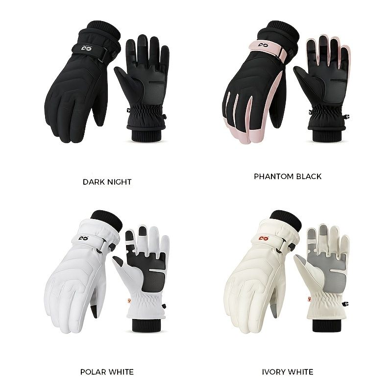 Unisex Winter Ski Gloves with Touchscreen Compatibility, Thick Fleece Lining, Windproof, Anti-Slip Grip for Snowboarding, Hiking, and Cold Weather Daily Commute (L, Black)