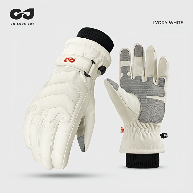 Unisex Winter Ski Gloves with Touchscreen Compatibility, Thick Fleece Lining, Windproof, Anti-Slip Grip for Snowboarding, Hiking, and Cold Weather Daily Commute (L, Black)
