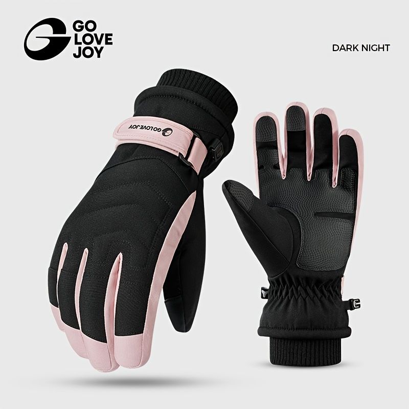 Unisex Winter Ski Gloves with Touchscreen Compatibility, Thick Fleece Lining, Windproof, Anti-Slip Grip for Snowboarding, Hiking, and Cold Weather Daily Commute (L, Black)