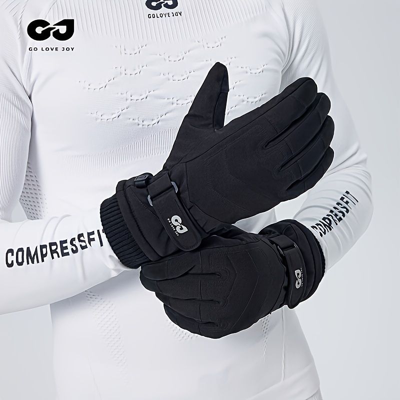 Unisex Winter Ski Gloves with Touchscreen Compatibility, Thick Fleece Lining, Windproof, Anti-Slip Grip for Snowboarding, Hiking, and Cold Weather Daily Commute (L, White)