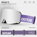 DOTUGE DGZ-Z19XS Series Ski Goggles with Magnetic Quick-Change Lens, Double-Layer Anti-Fog UV400 HD Coated Lenses, Compatible with Prescription Glasses, for Snow Sports, Climbing, and Mountain Adventures (D)