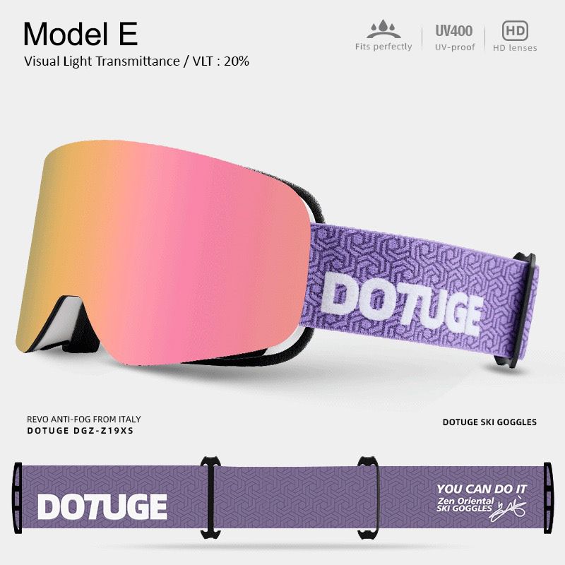 DOTUGE DGZ-Z19XS Series Ski Goggles with Magnetic Quick-Change Lens, Double-Layer Anti-Fog UV400 HD Coated Lenses, Compatible with Prescription Glasses, for Snow Sports, Climbing, and Mountain Adventures (D)