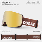 DOTUGE DGZ-Z19XS Series Ski Goggles with Magnetic Quick-Change Lens, Double-Layer Anti-Fog UV400 HD Coated Lenses, Compatible with Prescription Glasses, for Snow Sports, Climbing, and Mountain Adventures (D)