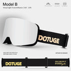 DOTUGE DGZ-Z19XS Series Ski Goggles with Magnetic Quick-Change Lens, Double-Layer Anti-Fog UV400 HD Coated Lenses, Compatible with Prescription Glasses, for Snow Sports, Climbing, and Mountain Adventures (D)