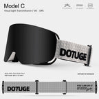DOTUGE DGZ-Z19XS Series Ski Goggles with Magnetic Quick-Change Lens, Double-Layer Anti-Fog UV400 HD Coated Lenses, Compatible with Prescription Glasses, for Snow Sports, Climbing, and Mountain Adventures (D)