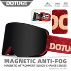 DOTUGE DGZ-Z19XS Series Ski Goggles with Magnetic Quick-Change Lens, Double-Layer Anti-Fog UV400 HD Coated Lenses, Compatible with Prescription Glasses, for Snow Sports, Climbing, and Mountain Adventures (G)