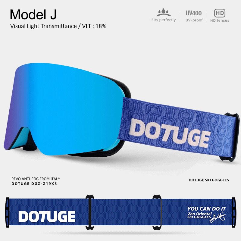 DOTUGE DGZ-Z19XS Series Ski Goggles with Magnetic Quick-Change Lens, Double-Layer Anti-Fog UV400 HD Coated Lenses, Compatible with Prescription Glasses, for Snow Sports, Climbing, and Mountain Adventures (H)