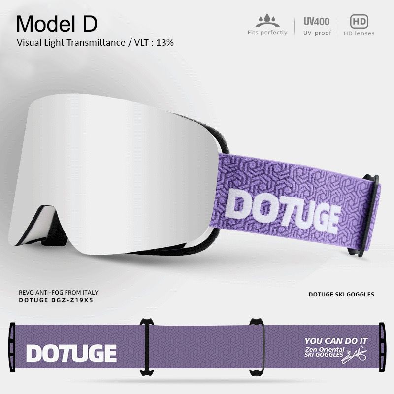DOTUGE DGZ-Z19XS Series Ski Goggles with Magnetic Quick-Change Lens, Double-Layer Anti-Fog UV400 HD Coated Lenses, Compatible with Prescription Glasses, for Snow Sports, Climbing, and Mountain Adventures (H)