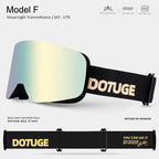 DOTUGE DGZ-Z19XS Series Ski Goggles with Magnetic Quick-Change Lens, Double-Layer Anti-Fog UV400 HD Coated Lenses, Compatible with Prescription Glasses, for Snow Sports, Climbing, and Mountain Adventures (H)