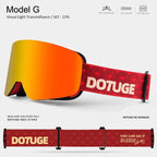 DOTUGE DGZ-Z19XS Series Ski Goggles with Magnetic Quick-Change Lens, Double-Layer Anti-Fog UV400 HD Coated Lenses, Compatible with Prescription Glasses, for Snow Sports, Climbing, and Mountain Adventures (H)
