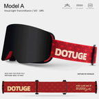 DOTUGE DGZ-Z19XS Series Ski Goggles with Magnetic Quick-Change Lens, Double-Layer Anti-Fog UV400 HD Coated Lenses, Compatible with Prescription Glasses, for Snow Sports, Climbing, and Mountain Adventures (J)