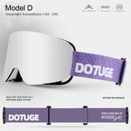 DOTUGE DGZ-Z19XS Series Ski Goggles with Magnetic Quick-Change Lens, Double-Layer Anti-Fog UV400 HD Coated Lenses, Compatible with Prescription Glasses, for Snow Sports, Climbing, and Mountain Adventures (J)