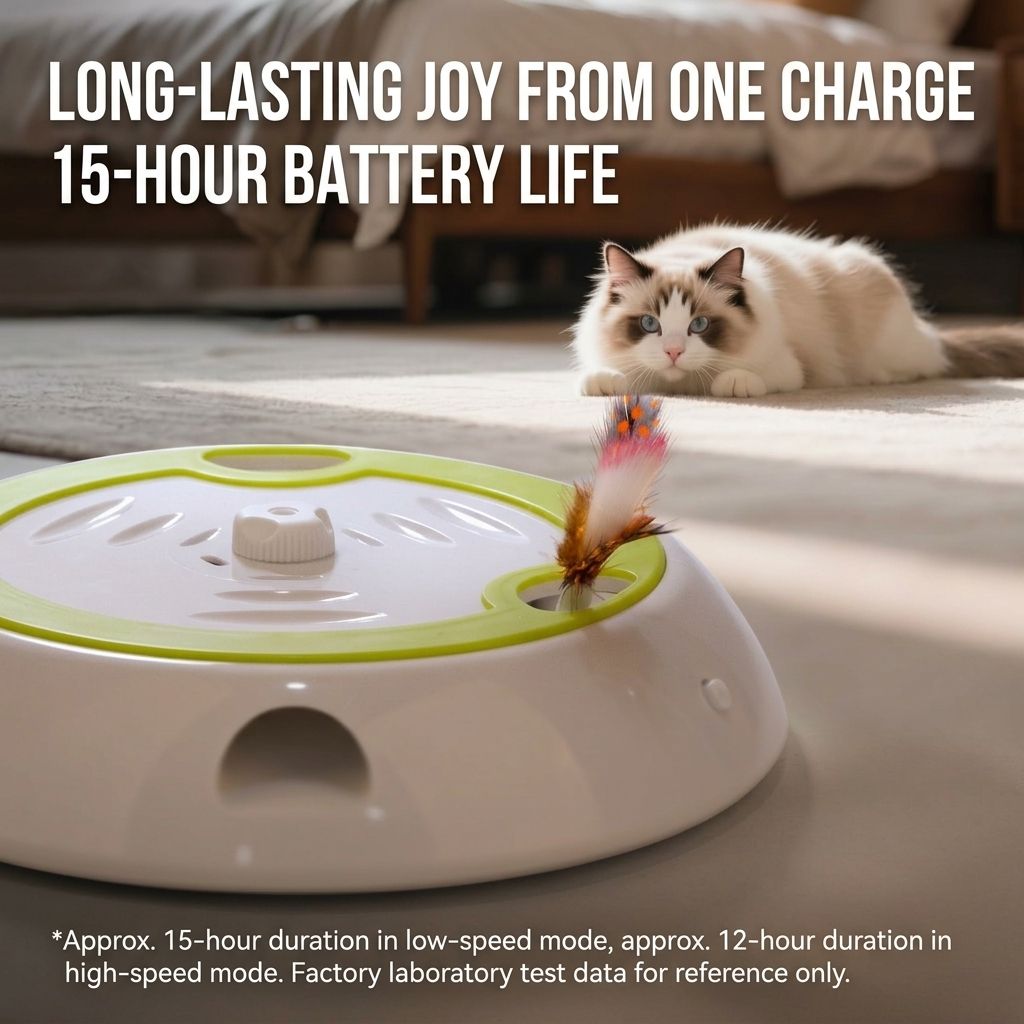 Interactive Electric Cat Toy with Feather Wand, 3 Replaceable Heads, Adjustable Speed, USB-C Rechargeable, Indoor Play for Boredom Relief and Hunting Instinct Stimulation (White)