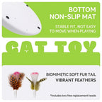 Interactive Electric Cat Toy with Feather Wand, 3 Replaceable Heads, Adjustable Speed, USB-C Rechargeable, Indoor Play for Boredom Relief and Hunting Instinct Stimulation (White)